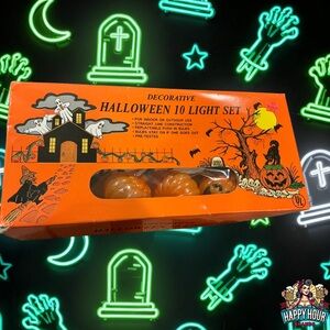 Vintage Everstar Halloween 10 Light Set Strand Pumpkin Jack-O-Lantern Parts Only